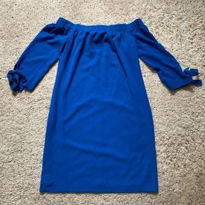Vince Camuto Off the Shoulder 3/4 Slv Blue Dress